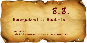 Bosnyakovits Beatrix névjegykártya